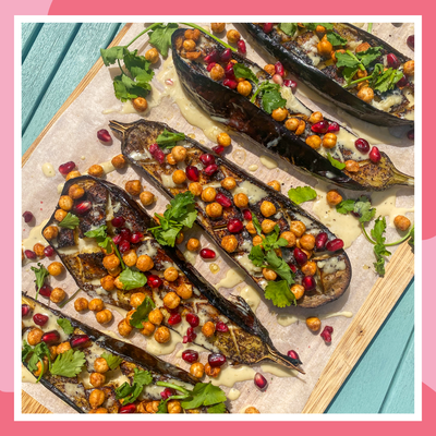 The Easiest BBQ Aubergine with Tahini Dressing
